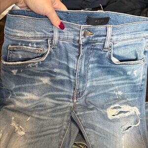 AMIRI Light Blue Distressed Skinny Jeans